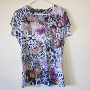 Apt. 9 Women's Multicolor Butterfly Print Top
